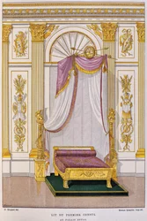 Bed of Napoleon I Bonaparte (1769-1821) First Consul at the Palais Royal, illustration from the 